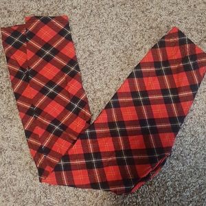 Free with any PURCHASE! Red plaid leggings size OS